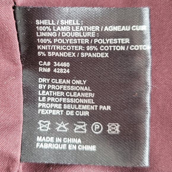 VEDA 100% Lamb Leather Cropped Moto Jacket Size M Burgundy Edgy Indie Rebel Chic - Picture 11 of 13